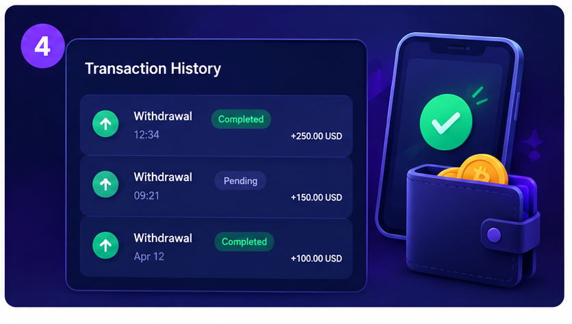 Step 4: Track status and receive funds